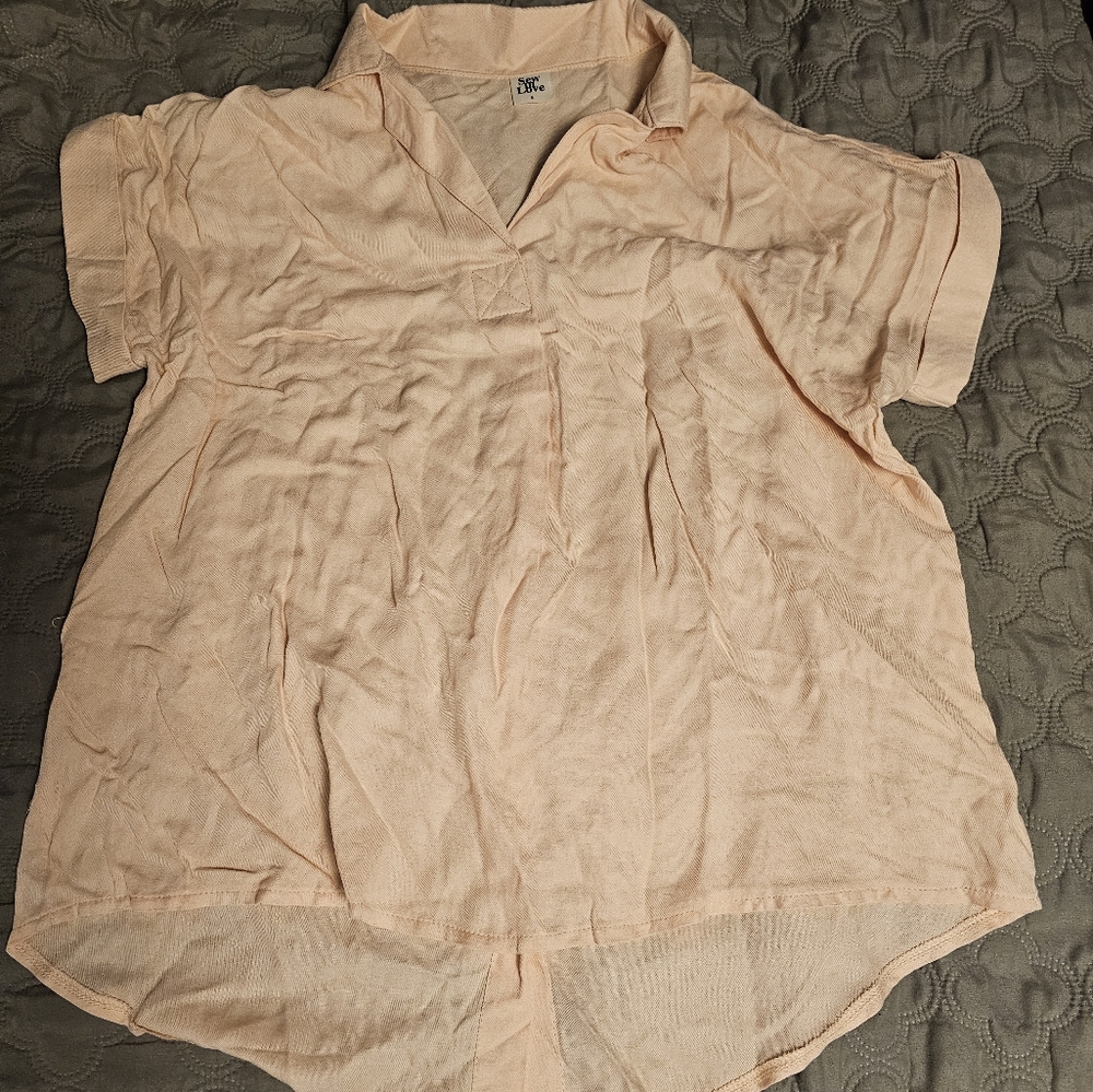 Sew In Love Light Peach Short Sleeve Blouse